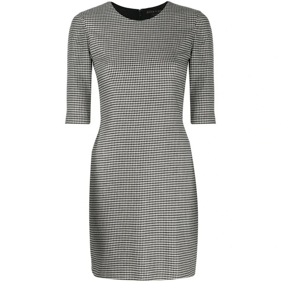 Alice + Olivia Delora Houndstooth Classic Mini Dress - Picture 1 of 7